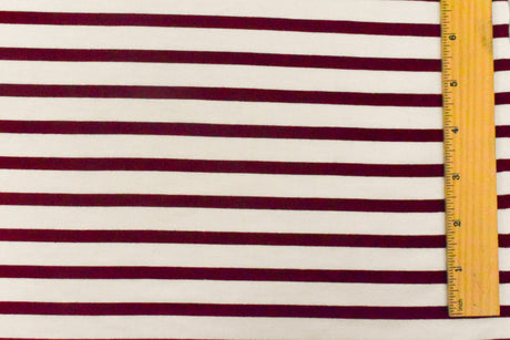 1 Yard Wine Red Ivory Stripe Spandex Rayon Modal Jersey Knit Fabric For Dresses And Blouses 58 Inches Width