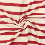 1 Yard Super Red Ivory Stripe Spandex Rayon Modal Jersey Knit Fabric For Activewear And Blouses 58 Inches Width