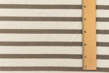 1 Yard Soft Taupe Brown Ivory Stripe Spandex Rayon Modal Jersey Knit Fabric For Blouses And Dresses 59 Inches Width