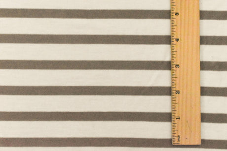 1 Yard Soft Taupe Brown Ivory Stripe Spandex Rayon Modal Jersey Knit Fabric For Blouses And Dresses 59 Inches Width