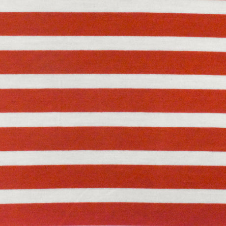 1 Yard Orange Red Ivory Stripe Spandex Rayon Modal Jersey Knit Fabric For Blouses And Activewear 58 Inches Width