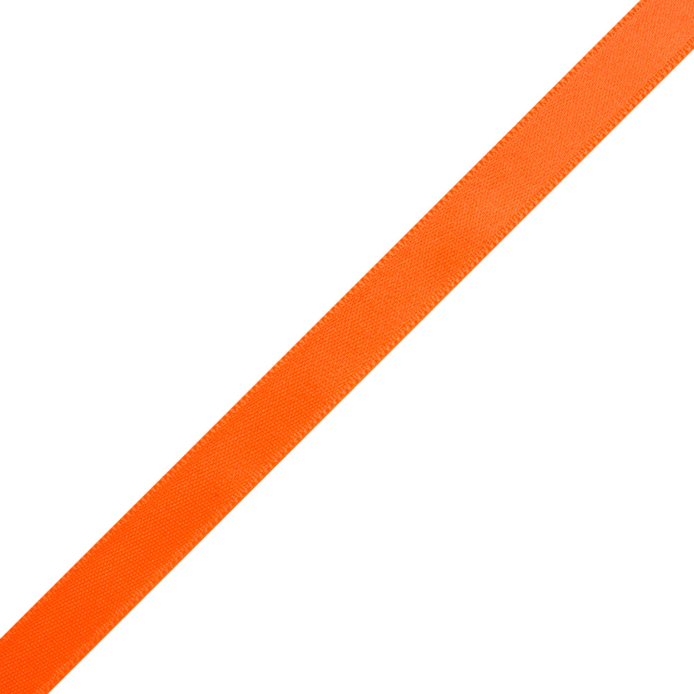 3/8" Neon Orange Double Face French Satin Ribbon