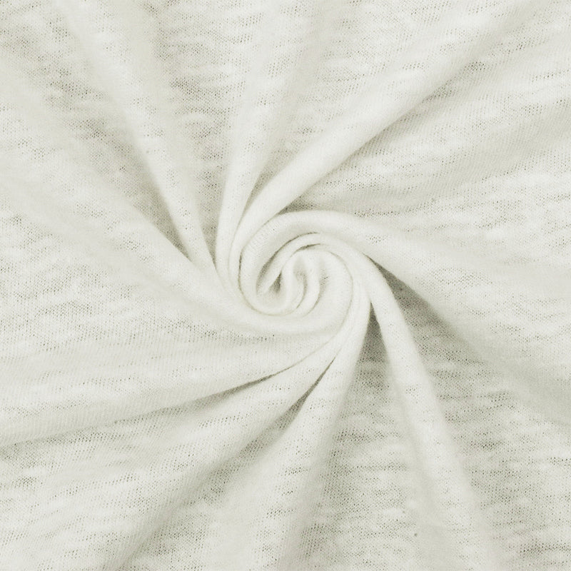 1 Yard Light Ivory Slub Poly Cotton Spandex Jersey Knit Fabric For Blouses And Dresses 60 Inches Width