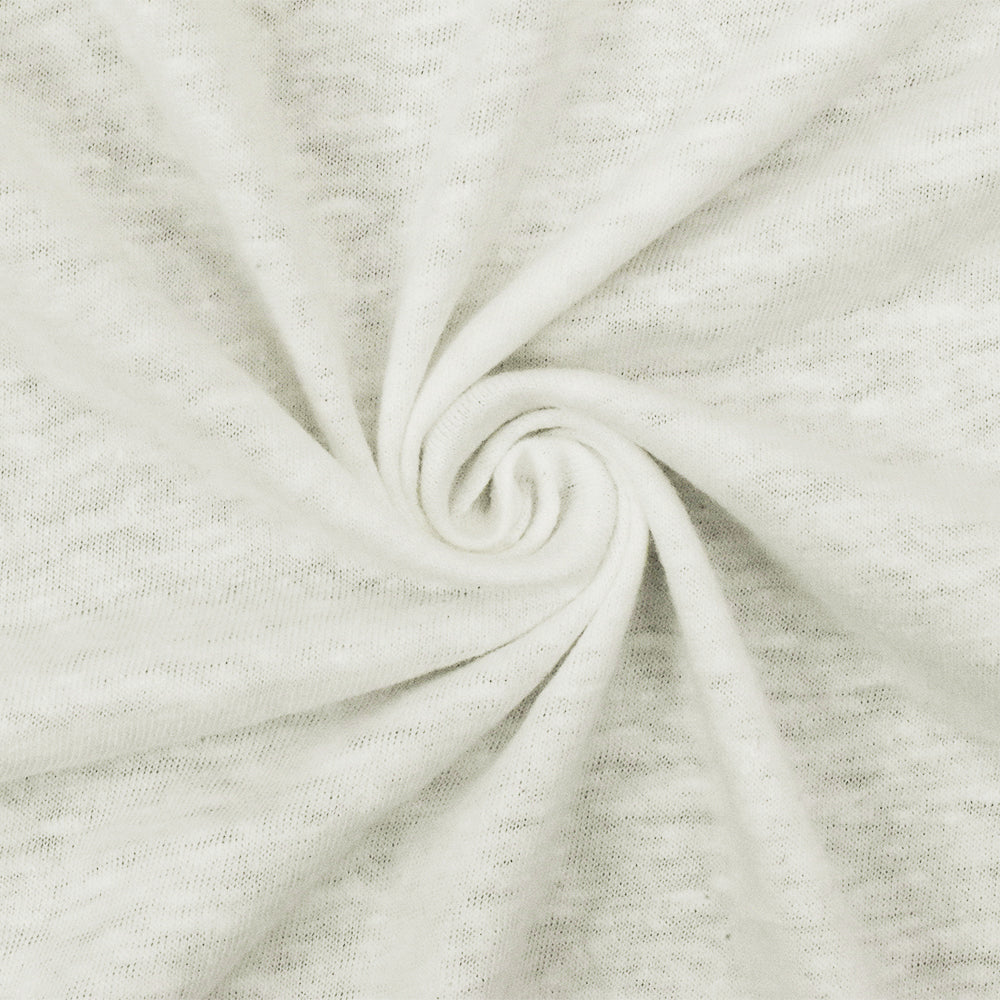 1 Yard Light Ivory Slub Poly Cotton Spandex Jersey Knit Fabric For Blouses And Dresses 60 Inches Width