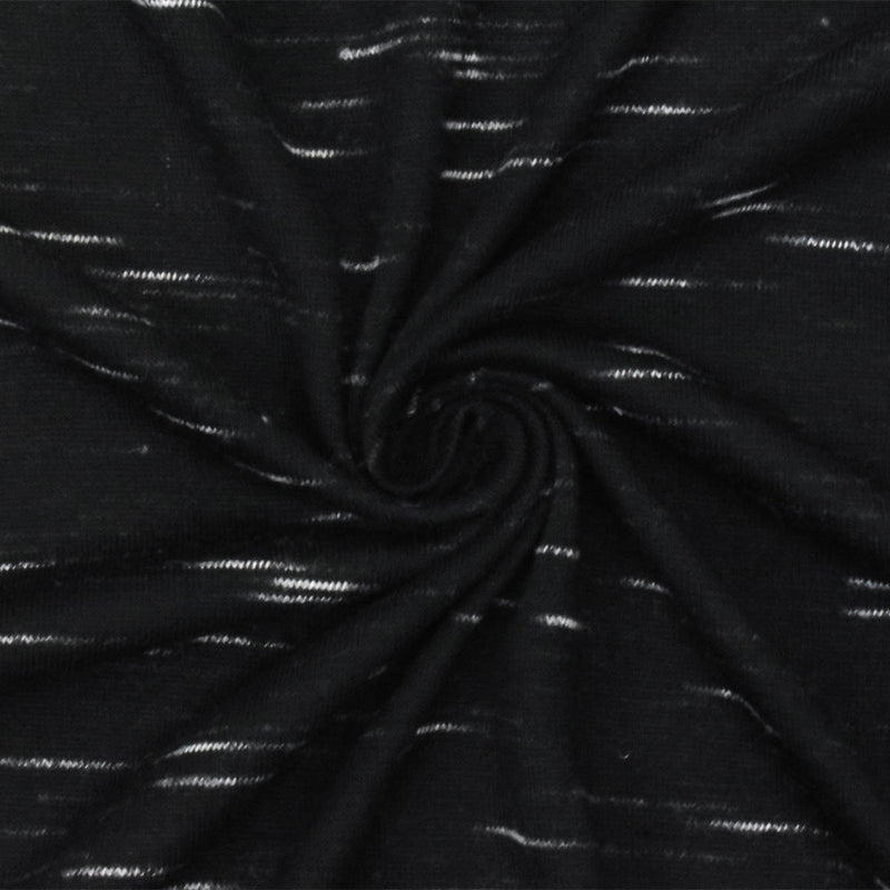 1 Yard Black White Slub Spandex Rayon Jersey Knit Fabric For Blouses And Activewear 60 Inches Width