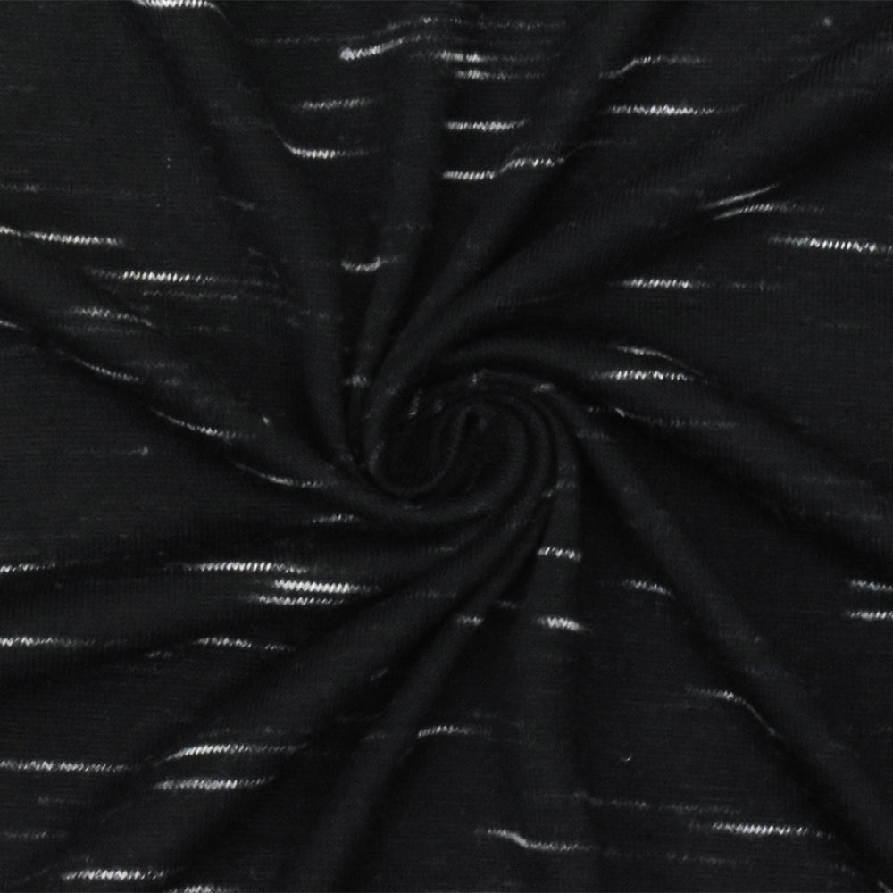 1 Yard Black White Slub Spandex Rayon Jersey Knit Fabric For Blouses And Activewear 60 Inches Width