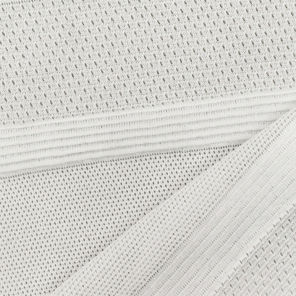 1 Yard White Stripe Poly Spandex Athletic Mesh Knit Fabric For Dancewear And Activewear 58 Inches Width