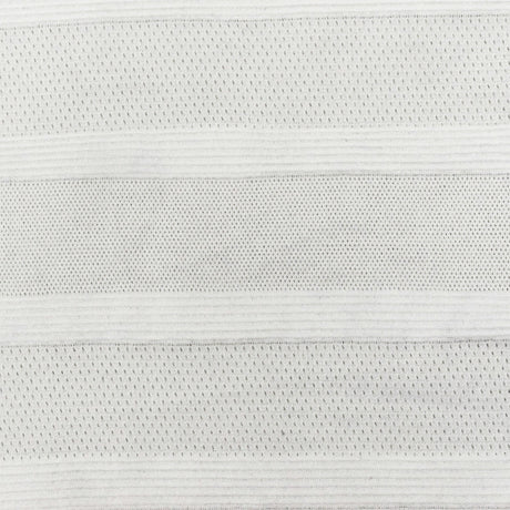 1 yarda de tela de punto de malla atlética de poliéster con spandex a rayas blancas para ropa de baile y deportiva, ancho de 58 pulgadas