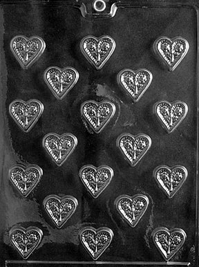 Bite Size Heart with Flowers Chocolate Mold