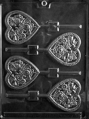 Heart Lolly with Birds & Flowers Chocolate Mold - LPV083
