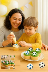 Oasis Supply Edible Soccer Ball Sugar Decorations - 12 Pack | Hand-Painted 1.25" Edible Cake & Cupcake Toppers