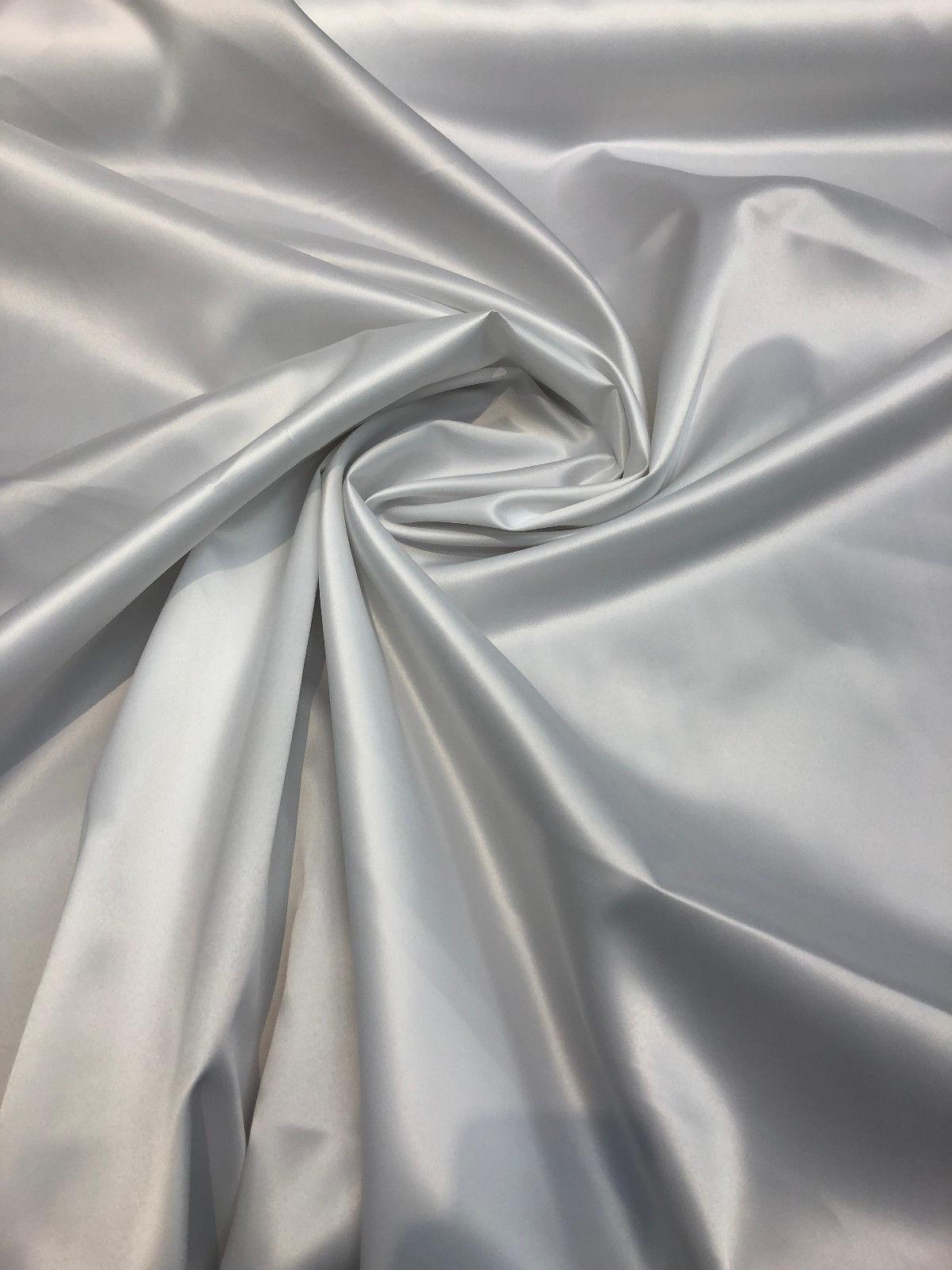 Polyana White Artificial Silk Polyester Fabric - White Solid, 54" Width (1 Yard)