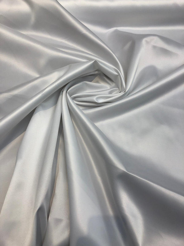 Polyana White Artificial Silk Polyester Fabric - White Solid, 54" Width (1 Yard)