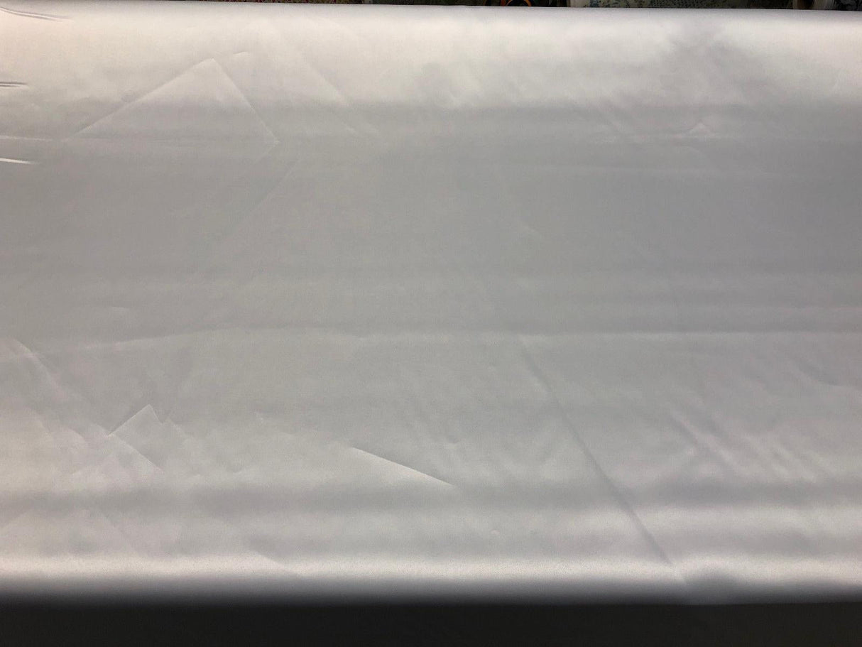 Polyana White Artificial Silk Polyester Fabric - White Solid, 54" Width (1 Yard)