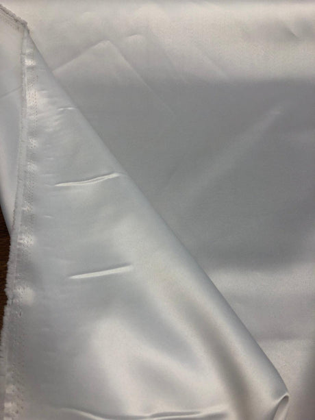 Polyana White Artificial Silk Polyester Fabric - White Solid, 54" Width (1 Yard)