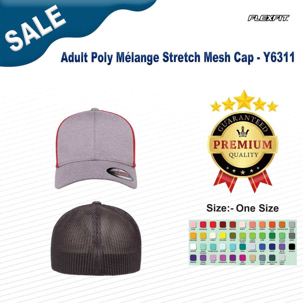 Flexfit® Adult Poly Mélange Stretch Mesh Cap