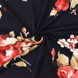 1 Yard Blue Red Multi Floral Printed Stretch Rayon Spandex Jersey Knit Fabric Stylish Activewear And Apparel Designs 60" Width