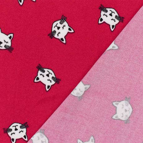 1 yarda rojo blanco negro gato estampado elástico poliéster spandex tela de punto jersey cepillado 62" de ancho