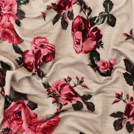 1 yarda topo rosa estampado floral múltiple elástico rayón spandex tela de punto jersey ropa deportiva ligera 62" de ancho