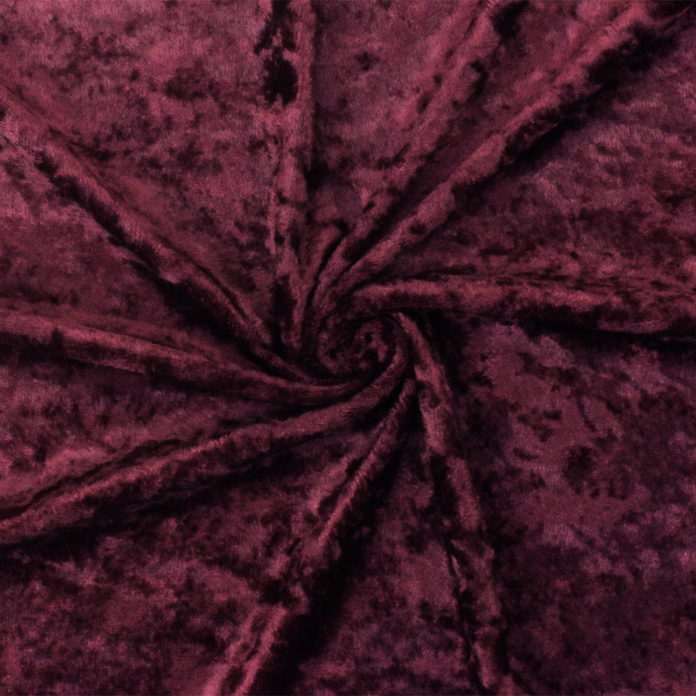 1 Yard Wine Red Solid Stretch Poly Spandex Crushed Velvet Knit Fabric Perfect for Luxurious Activewear 62" Width