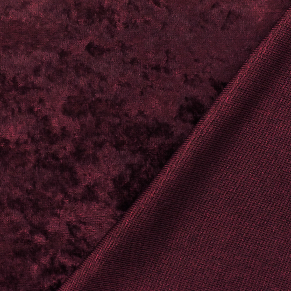1 Yard Wine Red Solid Stretch Poly Spandex Crushed Velvet Knit Fabric Perfect for Luxurious Activewear 62" Width