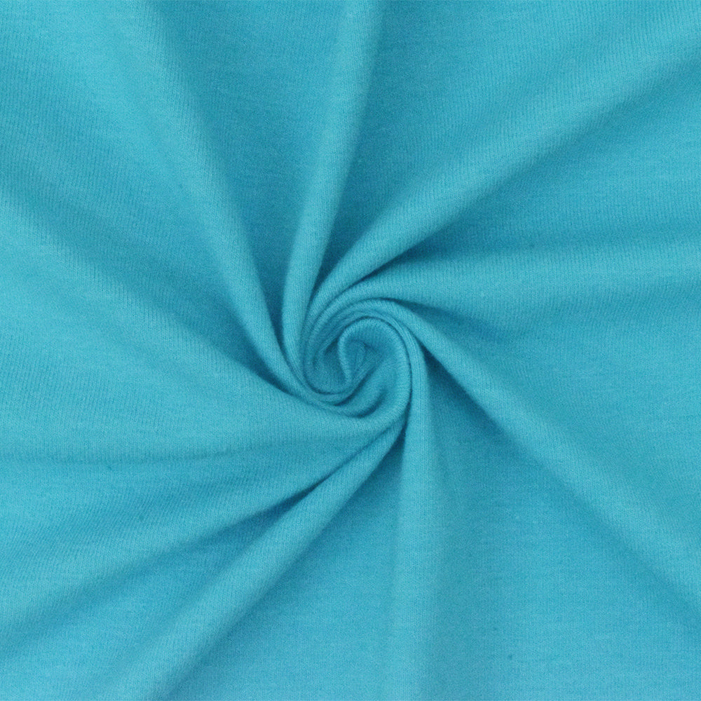 1 Yard Aqua Blue Solid Stretch Cotton Spandex Jersey Knit Fabric 60" Width