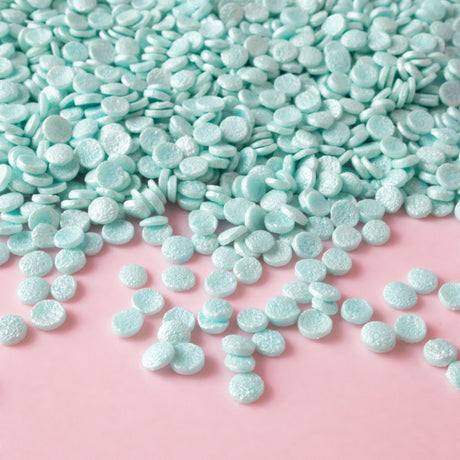 Oasis Supply Baby Shower Sprinkles & Sugar Shapes. Edible Decorations for Cakes, Cupcakes, and Cookies. Gender Reveal, Boy, Girl, and Neutral Party Baking Decorations (Pearl Quins - Blue)