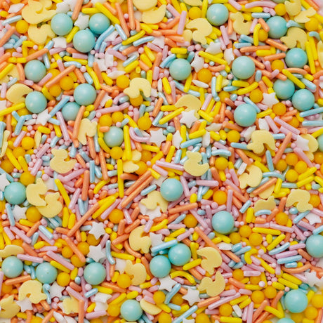 Oasis Supply Baby Shower Sprinkles & Sugar Shapes. Edible Decorations for Cakes, Cupcakes, and Cookies. Gender Reveal, Boy, Girl, and Neutral Party Baking Decorations (Ducky Mix - Assorted)