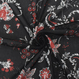 1 Yard Black White Orange Floral Printed Stretch Poly Spandex Mesh Knit Fabric 58" Width