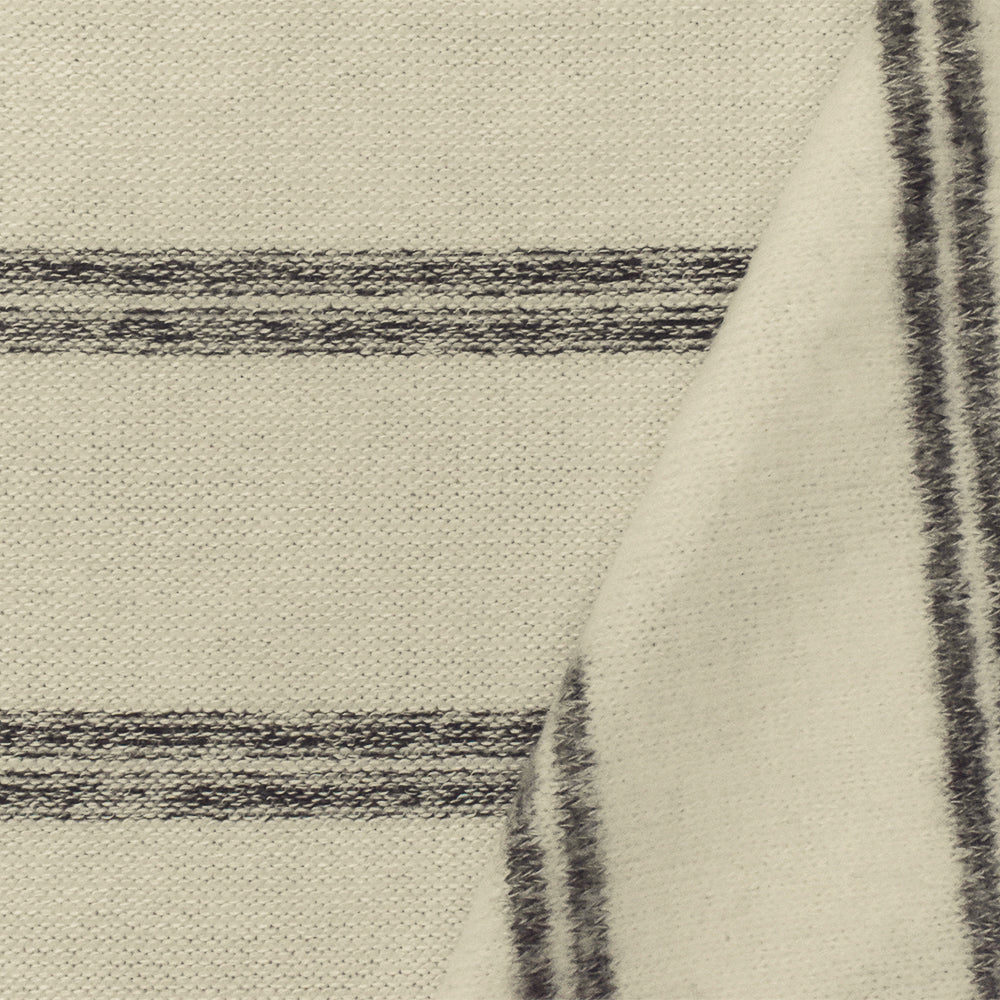 1 Yard Gray Ivory Stripe Stretch Poly Blend Brushed Face Jersey Knit Fabric, Comfortable Stretch And Recovery For Activewear 55" Width