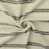 1 Yard Gray Ivory Stripe Stretch Poly Blend Brushed Face Jersey Knit Fabric, Comfortable Stretch And Recovery For Activewear 55" Width