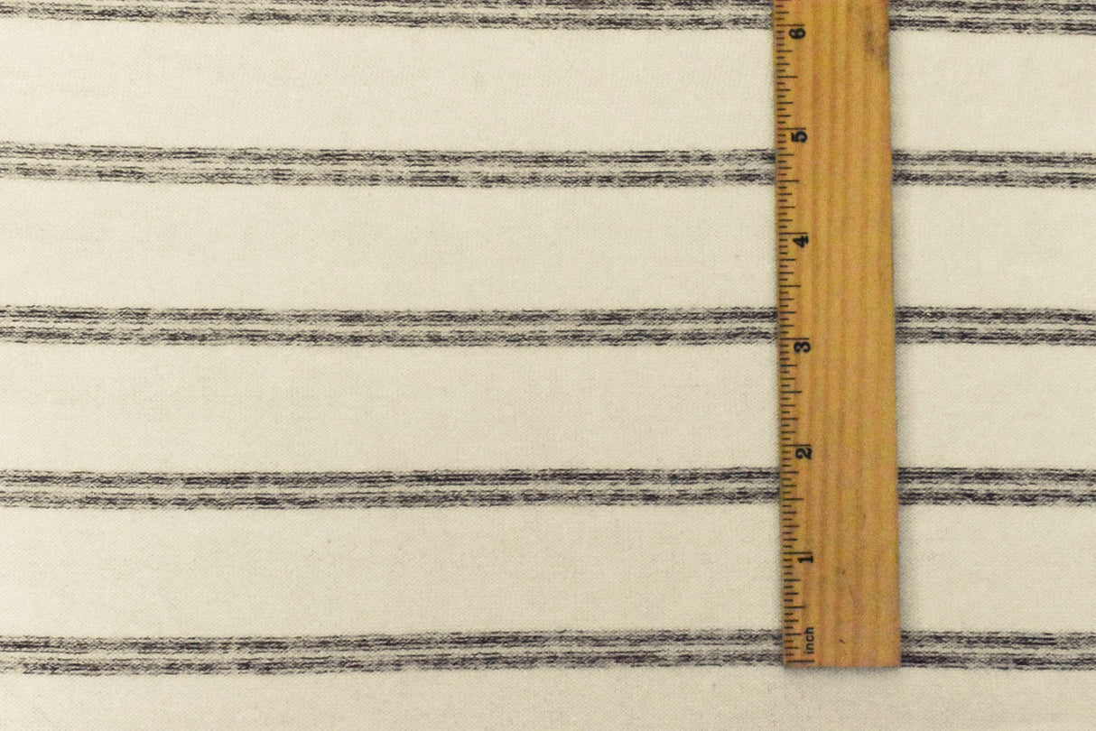 1 Yard Gray Ivory Stripe Stretch Poly Blend Brushed Face Jersey Knit Fabric, Comfortable Stretch And Recovery For Activewear 55" Width