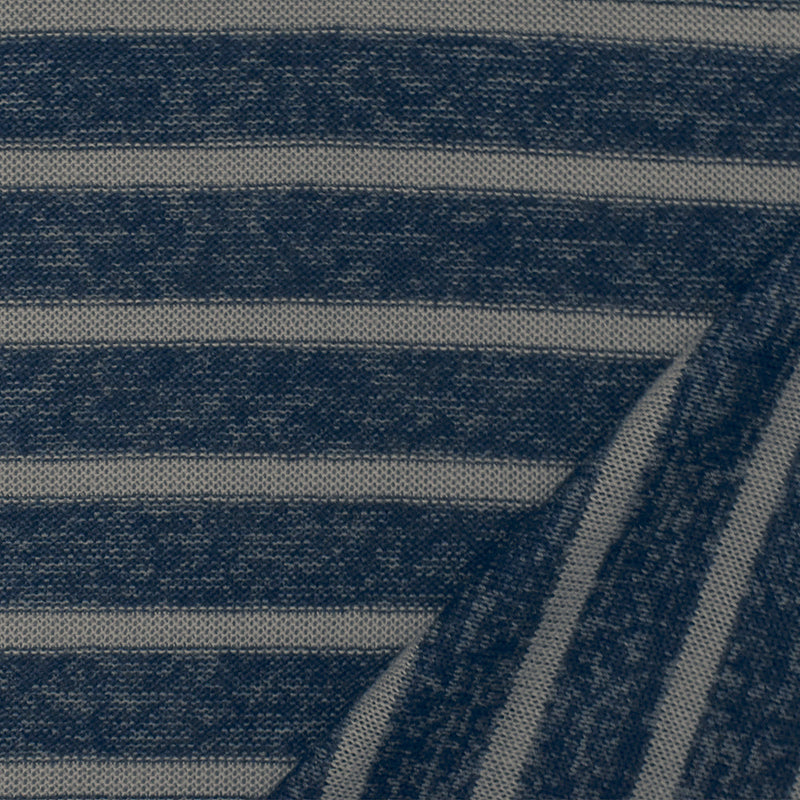 1 Yard Blue Gray Stripe Stretch Spandex Soft Rayon Blend Jersey Knit Fabric 54" Width