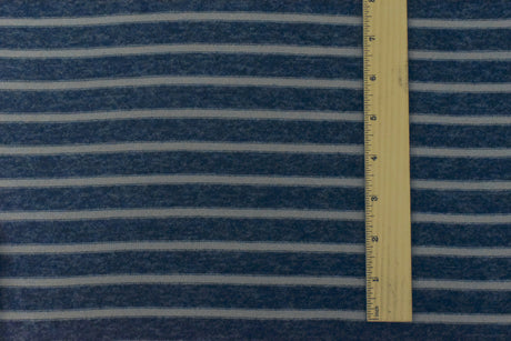 1 Yard Blue Gray Stripe Stretch Spandex Soft Rayon Blend Jersey Knit Fabric 54" Width