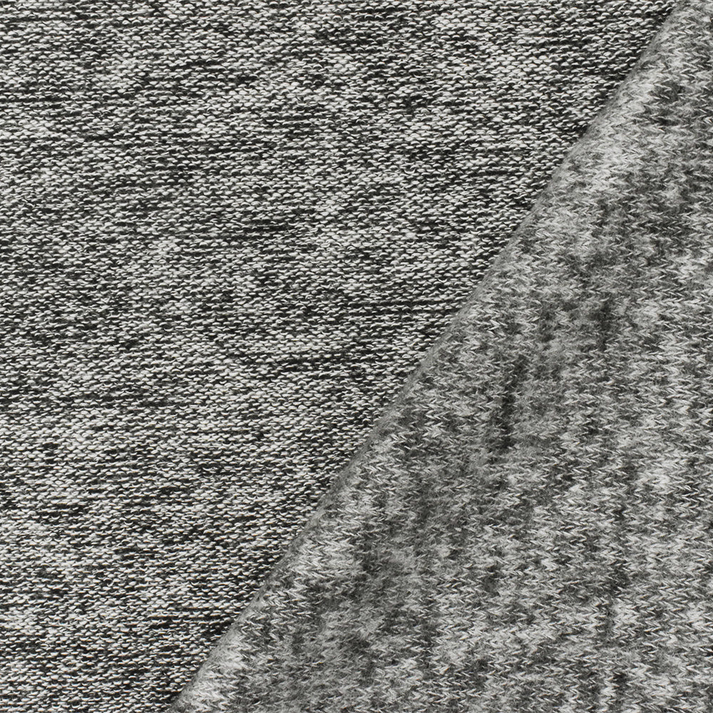 1 Yard Gray Black White Slub Stretch Rayon Blend Brushed Face Jersey Knit Fabric 58" Width