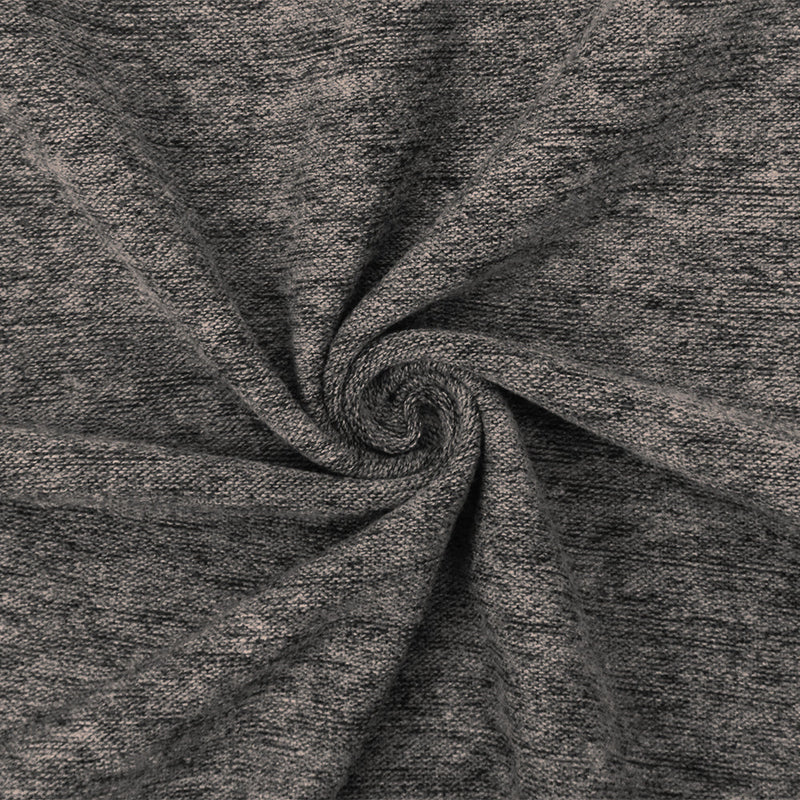 1 Yard Gray Black Slub Stretch Poly Blend Brushed Back Jersey Knit Fabric 55" Width