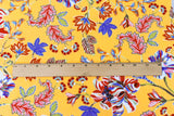 1 Yard Yellow Red Multicolor Floral Tricot Polyester Spandex Knit Fabric for Swimwear 60" Width