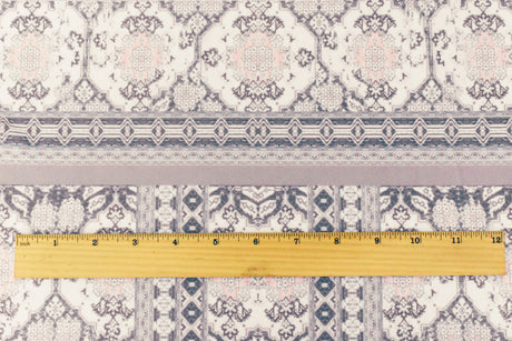 1 Yard Ivory Mauve Multicolor Moroccan Pattern Tricot Spandex Knit Fabric for Swimwear 58" Width