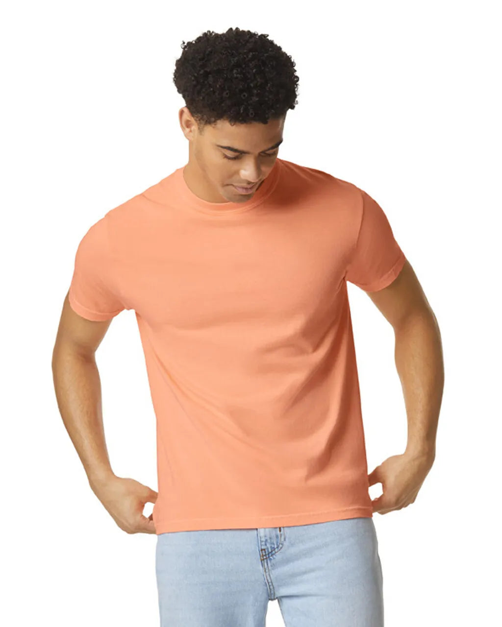 Comfort Colors 1717 Cotton Fabric - Neon Cantaloupe, 4.5 Oz/Yd², Semi-Fitted, 90% Ring Spun Cotton / 10% Polyester (1 Unit)