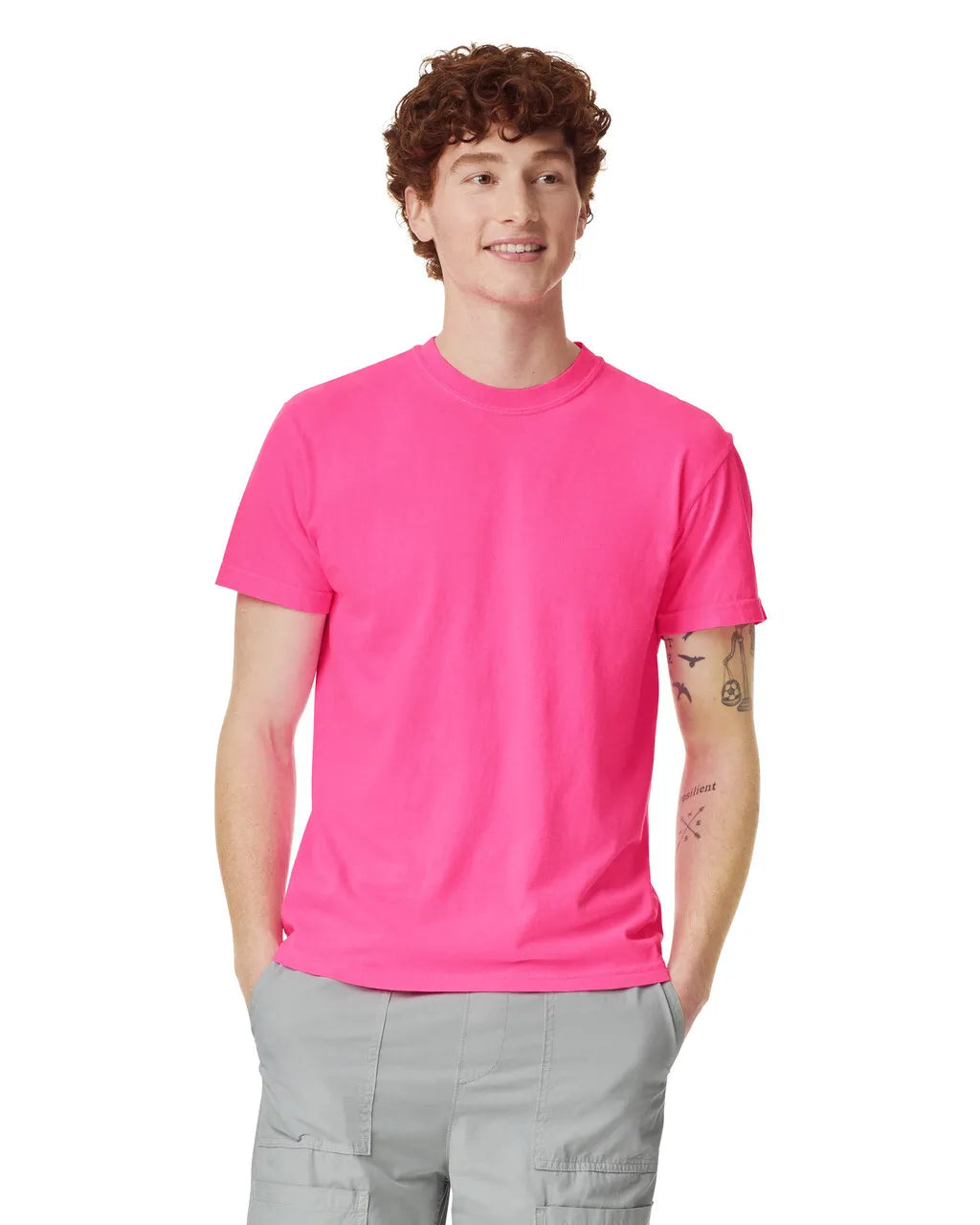 Comfort Colors 1717 100 Percent Cotton Fabric - Neon Pink, Semi-Fitted, 4.5 Oz/Yd² (1 Piece)