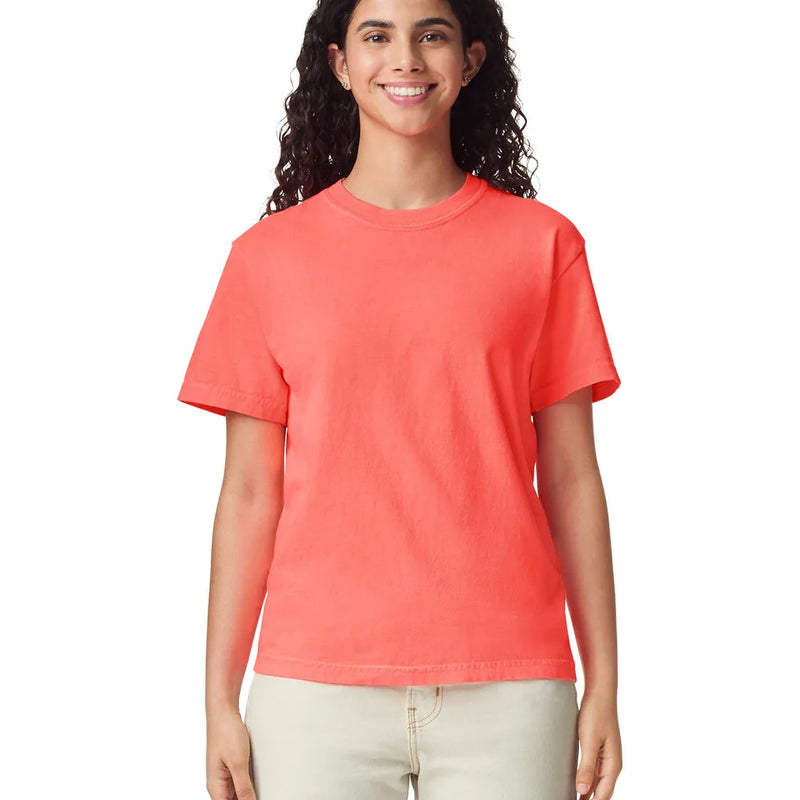 Comfort Colors 1717 Adult Tee Cotton Fabric - Neon Red Orange, Semi-Fitted, 4.5 Oz/Yd² (1 Unit)