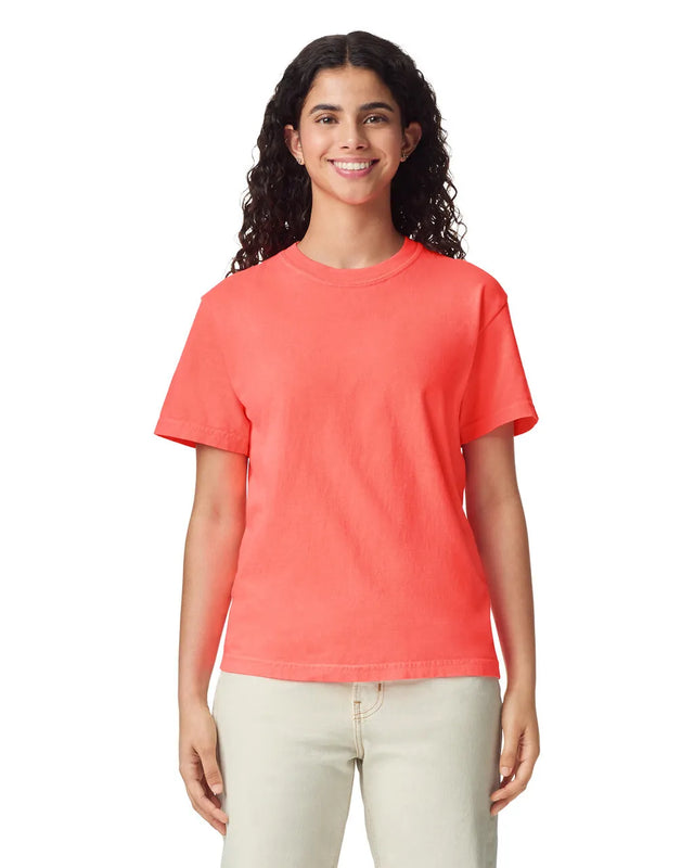 Comfort Colors 1717 Adult Tee Cotton Fabric - Neon Red Orange, Semi-Fitted, 4.5 Oz/Yd² (1 Unit)