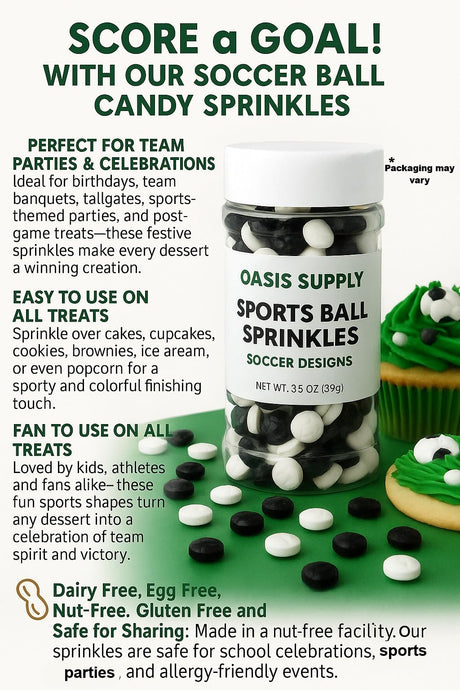 Oasis Supply Sports Ball Sprinkles, Soccer Shapes - 3 oz