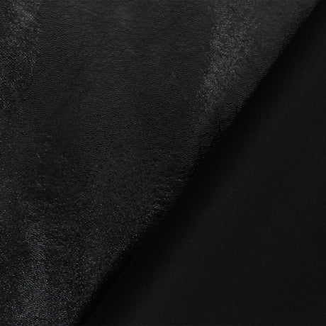 1 Yard Black Faux Leather Bonded Stretch Nylon Spandex Fabric for Dancewear and Performance Apparel 56 Inches Width
