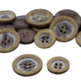 12 Small Faux Wood Plastic Buttons – 24L (15mm / 5/8") Sanded Four-Hole Multipurpose Buttons