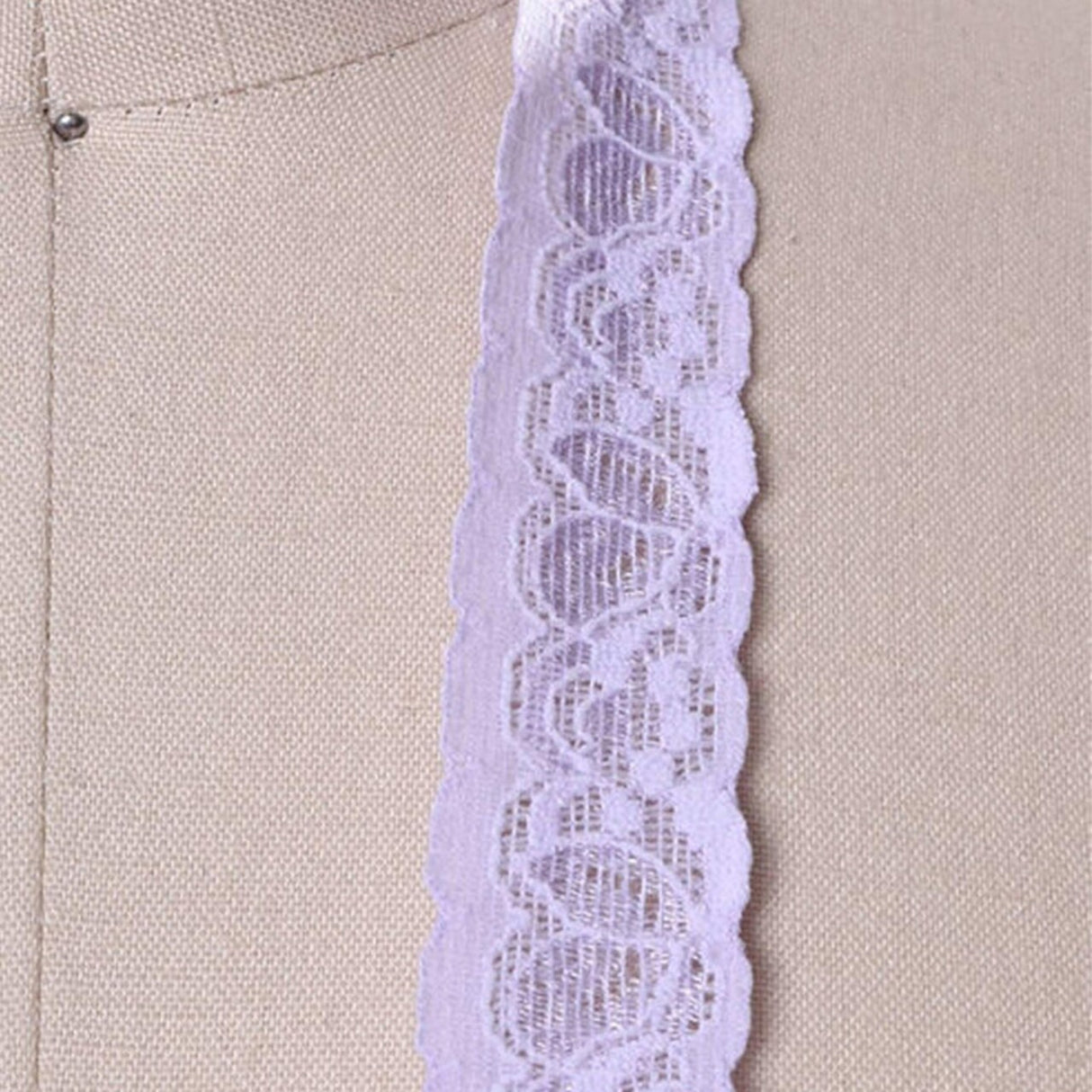 2 Yards Periwinkle Lilac Stretch Lace Trim 1" Floral Elastic Ribbon for Sewing & Crafts