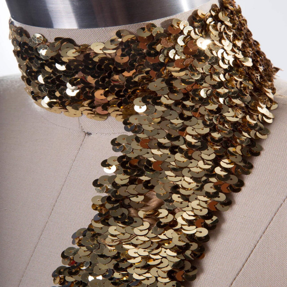 1 Yard 1.5" Antique Gold Stretch Sequin Trim Ultra Wide