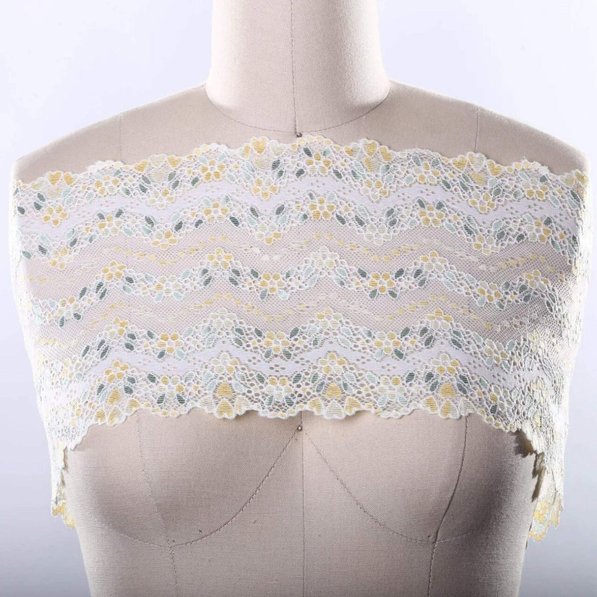 1 Yard 7" Lemony Flowers Stretch Lace Trim Vintage Style Wedding DIY Sewing Decoration