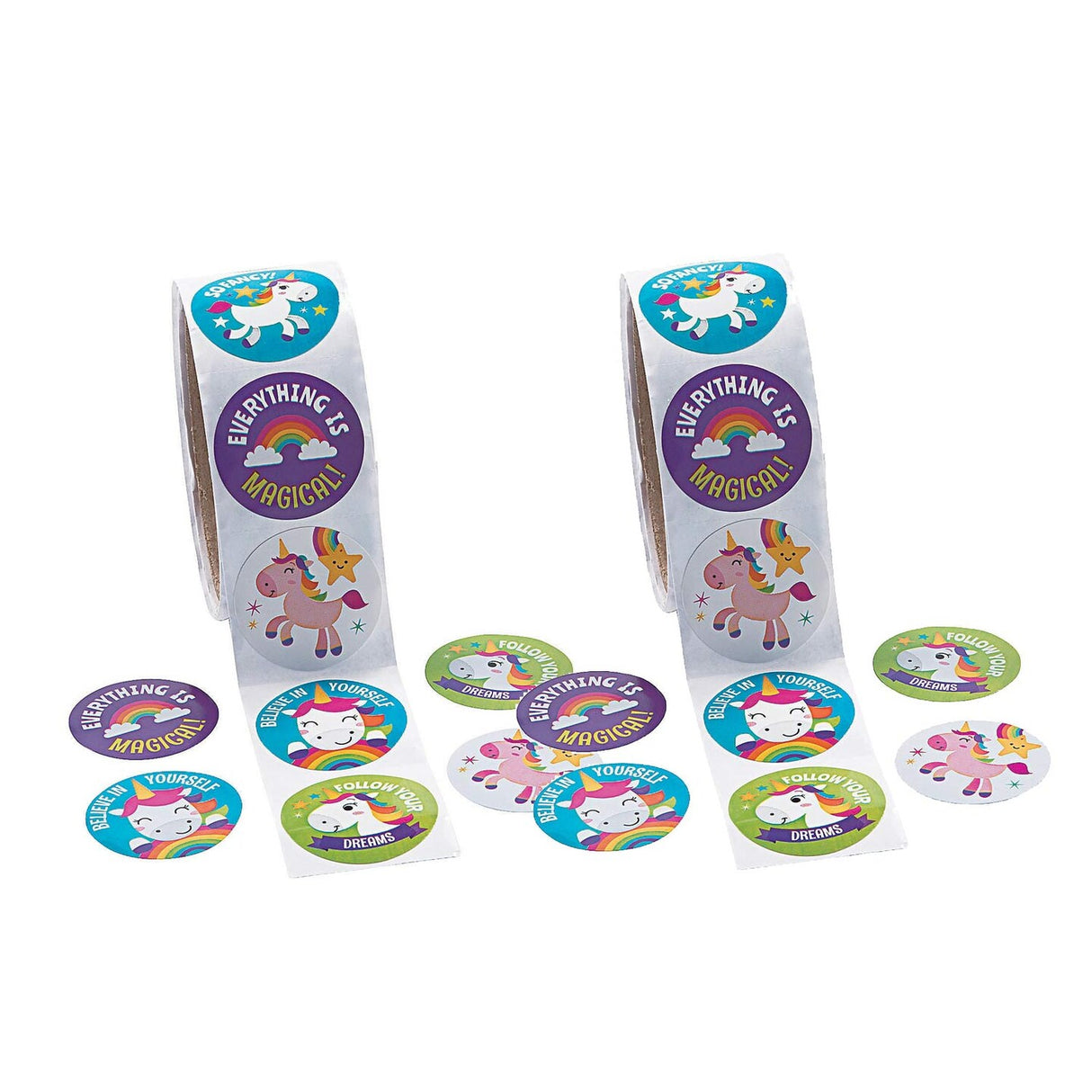 Multicolor Motivational Unicorn Sticker Roll 100 Pieces