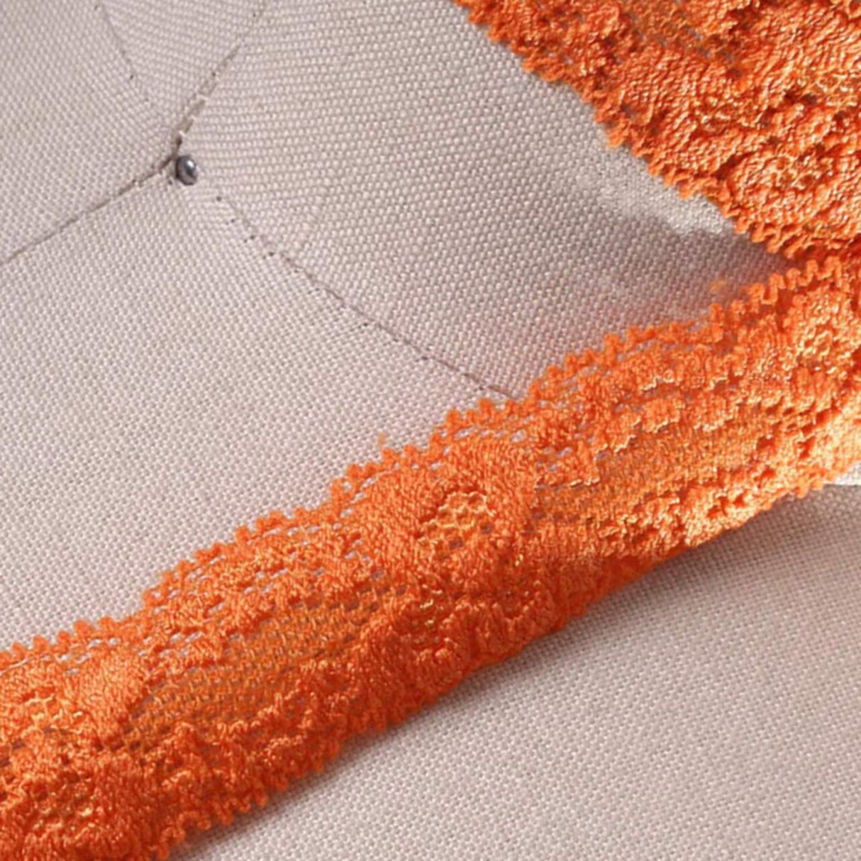 2 Yards Fire Orange Stretch Lace Trim 7/8" Floral Elastic Ribbon for Sewing, Lingerie & Crafts